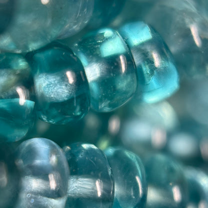 Blue Green Apatite Polished Rondelle Gemstone Beads (A Quality)