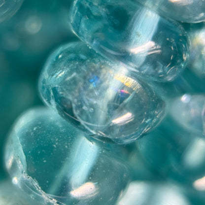 Blue Green Apatite Polished Rondelle Gemstone Beads (A Quality)