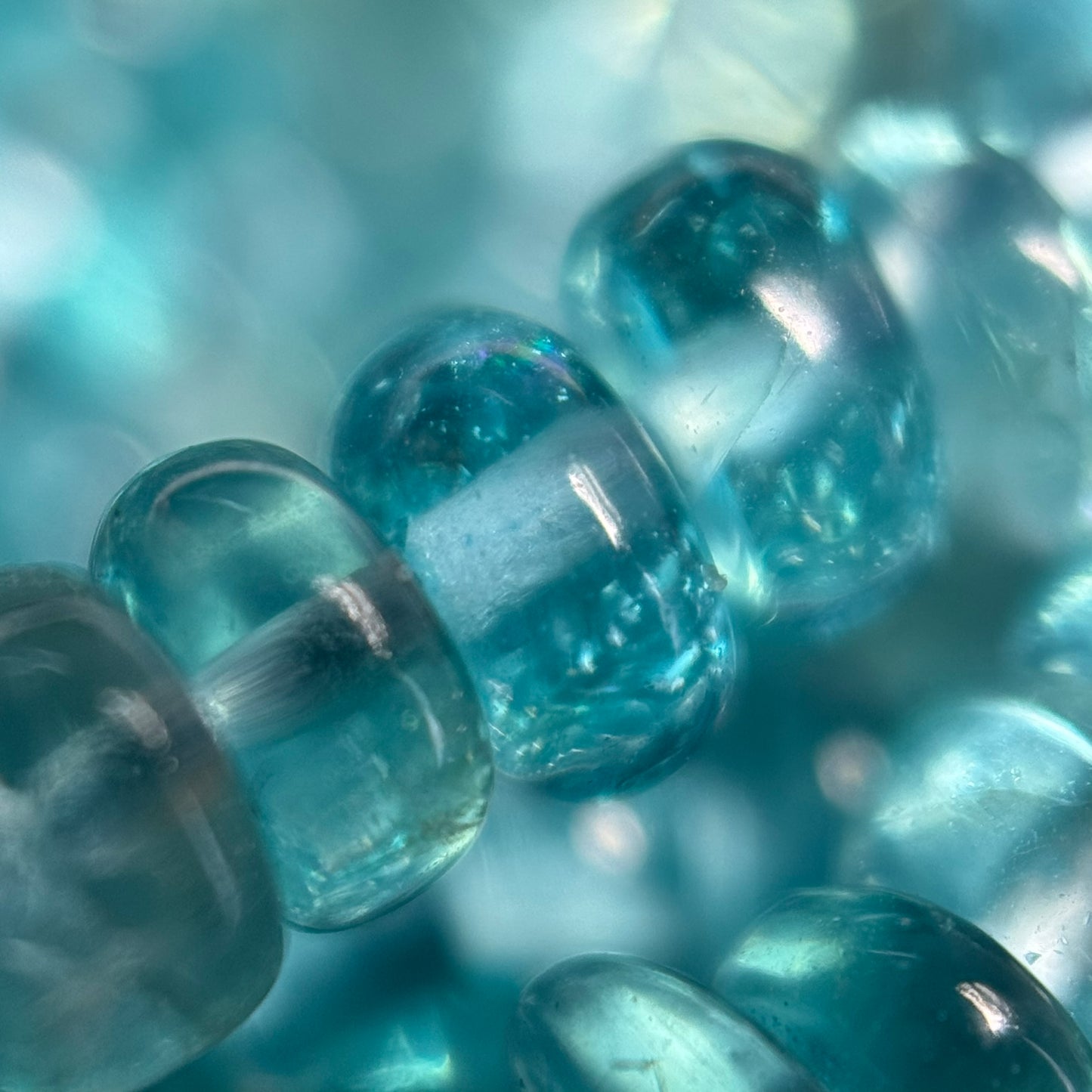 Blue Green Apatite Polished Rondelle Gemstone Beads (A Quality)