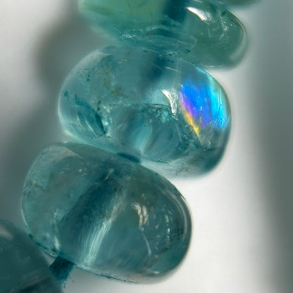 Blue Green Apatite Polished Rondelle Gemstone Beads (A Quality)