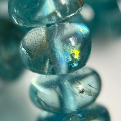 Blue Green Apatite Polished Rondelle Gemstone Beads (A Quality)