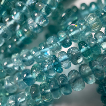 Blue Green Apatite Polished Rondelle Gemstone Beads (A Quality)