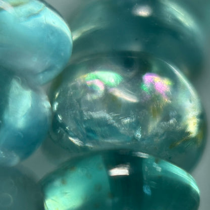 Blue Green Apatite Polished Rondelle Gemstone Beads (A Quality)