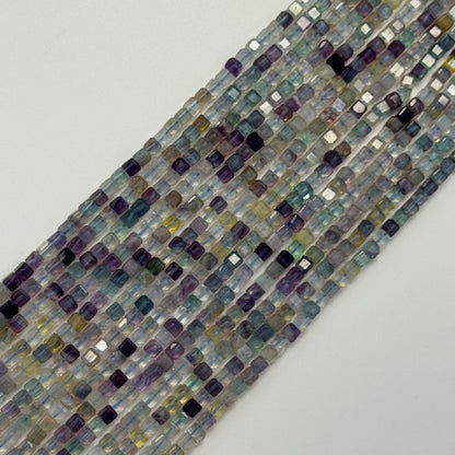 Faceted Fluorite Square Beads
