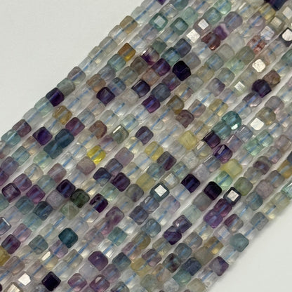 Faceted Fluorite Square Beads