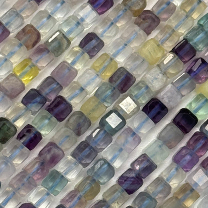 Faceted Fluorite Square Beads