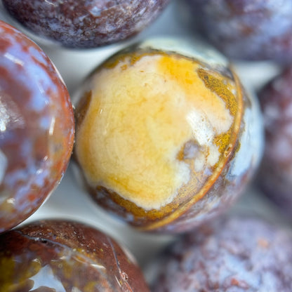 Red Agate Beads - Fancy Red Agate - Polished Round