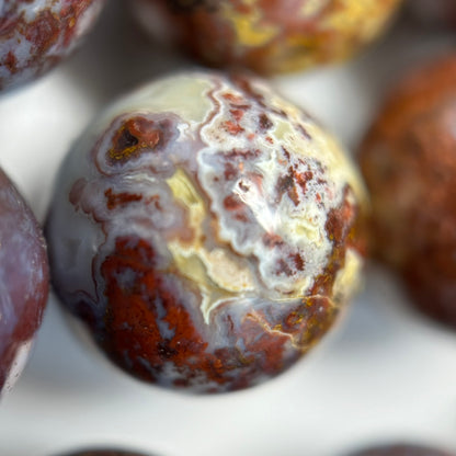 Red Agate Beads - Fancy Red Agate - Polished Round