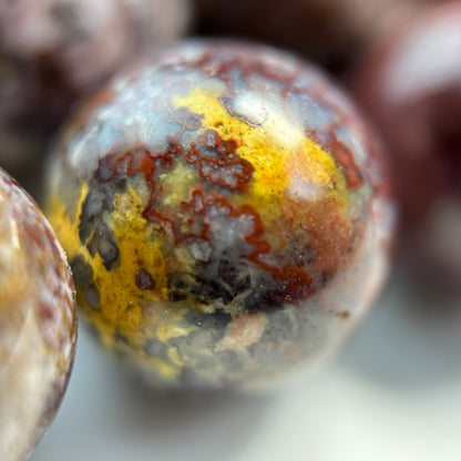 Red Agate Beads - Fancy Red Agate - Polished Round