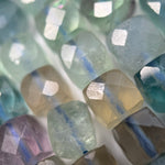 Faceted Rainbow Green Fluorite Square Beads