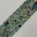 Faceted Rainbow Green Fluorite Square Beads