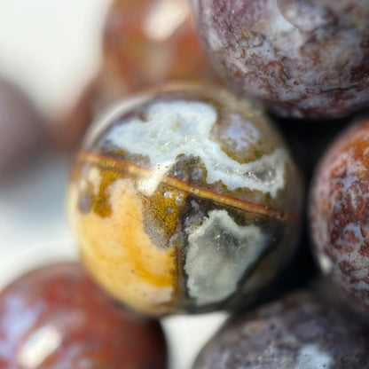 Red Agate Beads - Fancy Red Agate - Polished Round