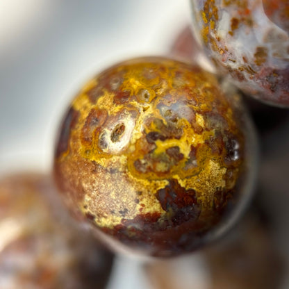 Red Agate Beads - Fancy Red Agate - Polished Round