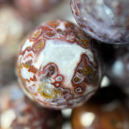 Red Agate Beads - Fancy Red Agate - Polished Round