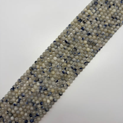 Dumortierite in Quartz Polished Round Gemstone Beads - (AA Quality)