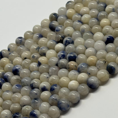 Dumortierite in Quartz Polished Round Gemstone Beads - (AA Quality)