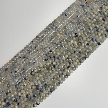 Dumortierite in Quartz Polished Round Gemstone Beads - (AA Quality)