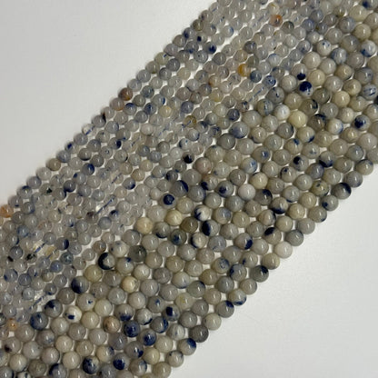 Dumortierite in Quartz Polished Round Gemstone Beads - (AA Quality)