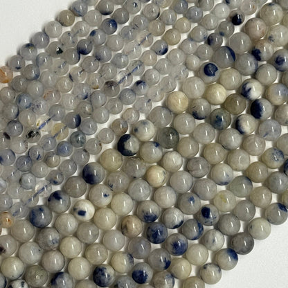 Dumortierite in Quartz Polished Round Gemstone Beads - (AA Quality)