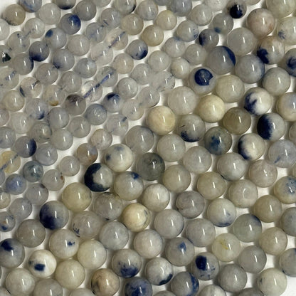 Dumortierite in Quartz Polished Round Gemstone Beads - (AA Quality)