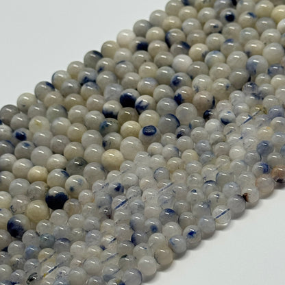 Dumortierite in Quartz Polished Round Gemstone Beads - (AA Quality)