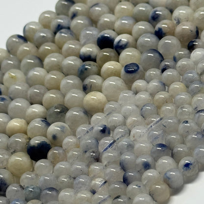 Dumortierite in Quartz Polished Round Gemstone Beads - (AA Quality)