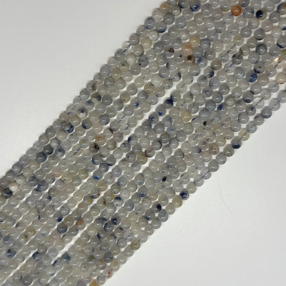 Dumortierite in Quartz Polished Round Gemstone Beads - (AA Quality)