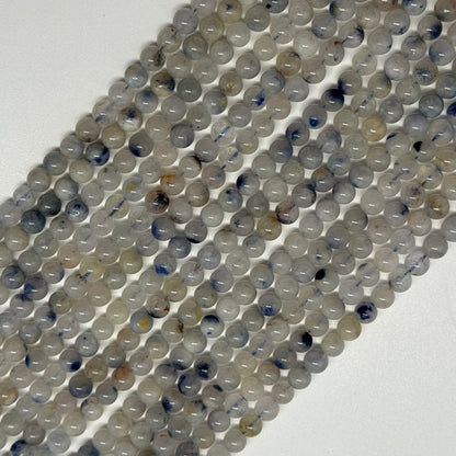 Dumortierite in Quartz Polished Round Gemstone Beads - (AA Quality)