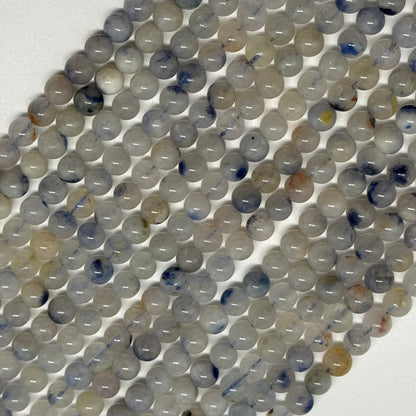Dumortierite in Quartz Polished Round Gemstone Beads - (AA Quality)
