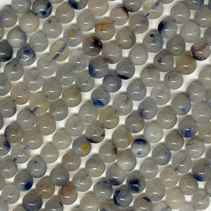 Dumortierite in Quartz Polished Round Gemstone Beads - (AA Quality)