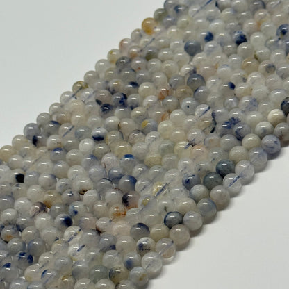 Dumortierite in Quartz Polished Round Gemstone Beads - (AA Quality)