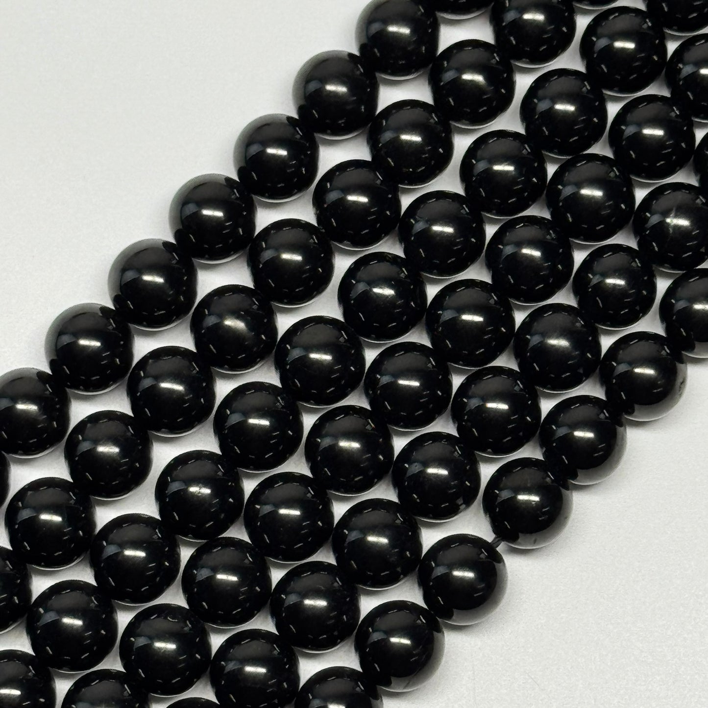Jet Polished  Round Beads