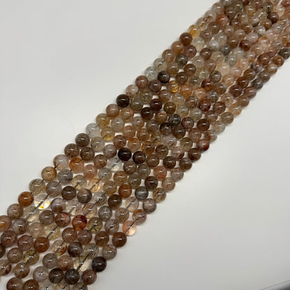 Red Rutilated Quartz Polished Round Beads