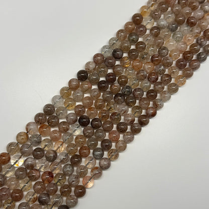 Red Rutilated Quartz Polished Round Beads