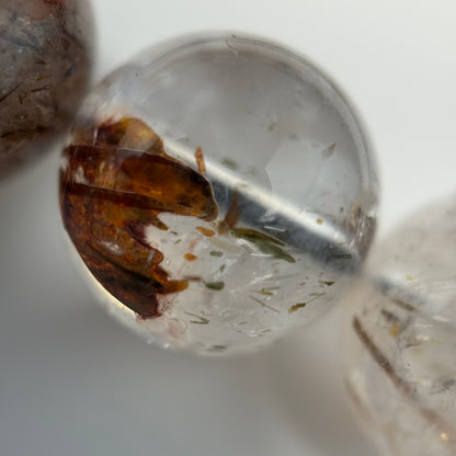 Red Rutilated Quartz Polished Round Beads
