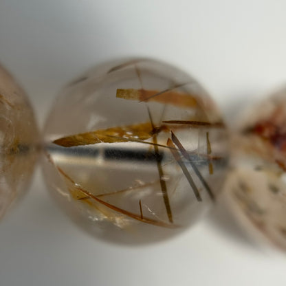 Red Rutilated Quartz Polished Round Beads