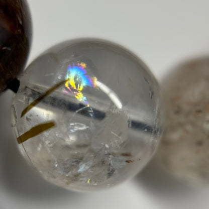Red Rutilated Quartz Polished Round Beads