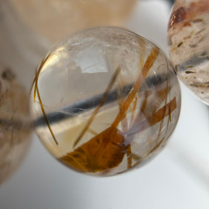 Red Rutilated Quartz Polished Round Beads