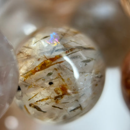 Red Rutilated Quartz Polished Round Beads
