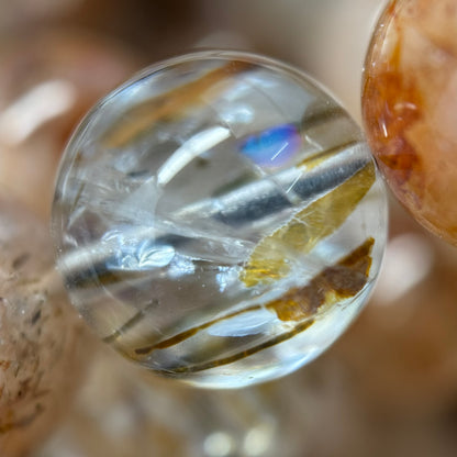 Red Rutilated Quartz Polished Round Beads