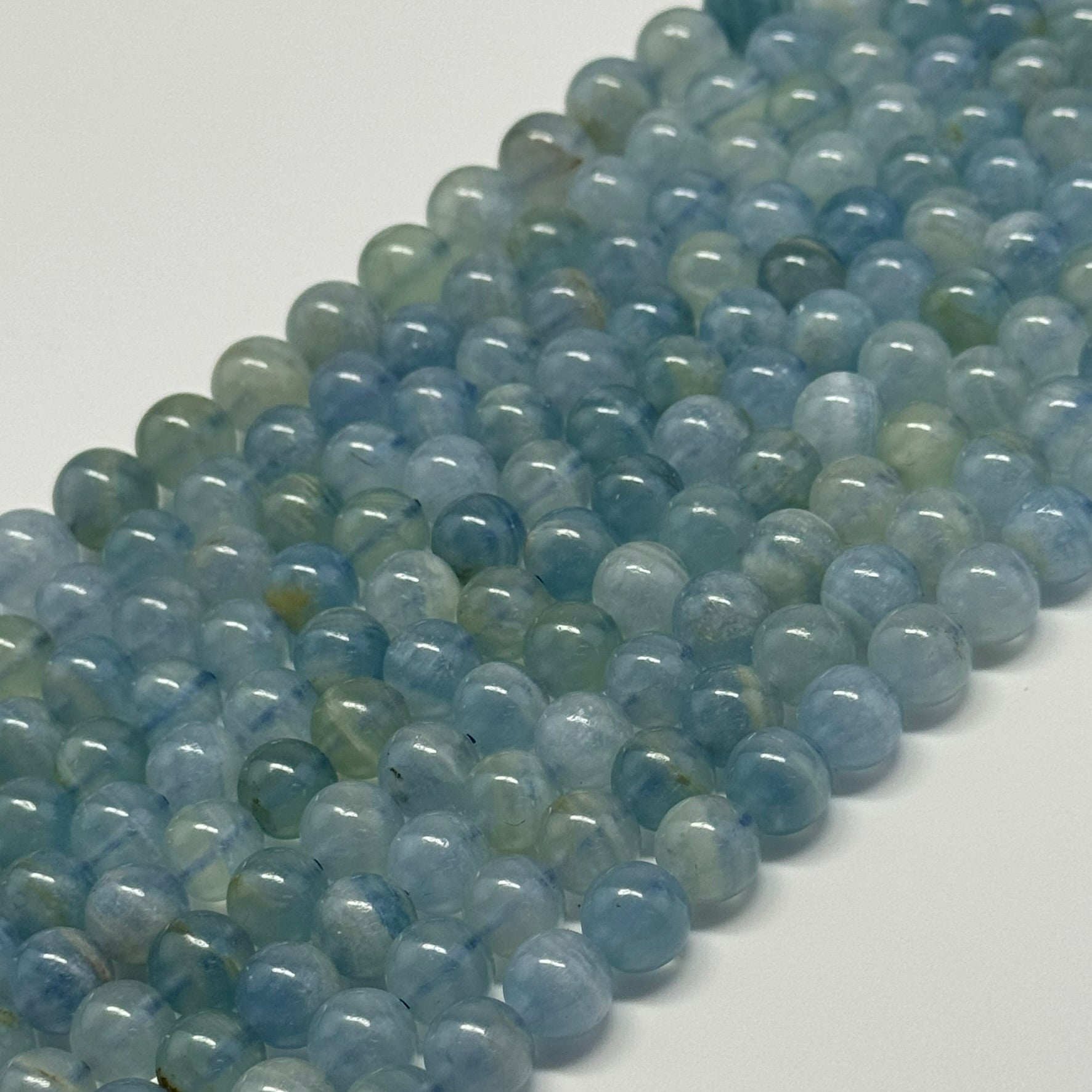 Natural Celestite Polished Round Beads