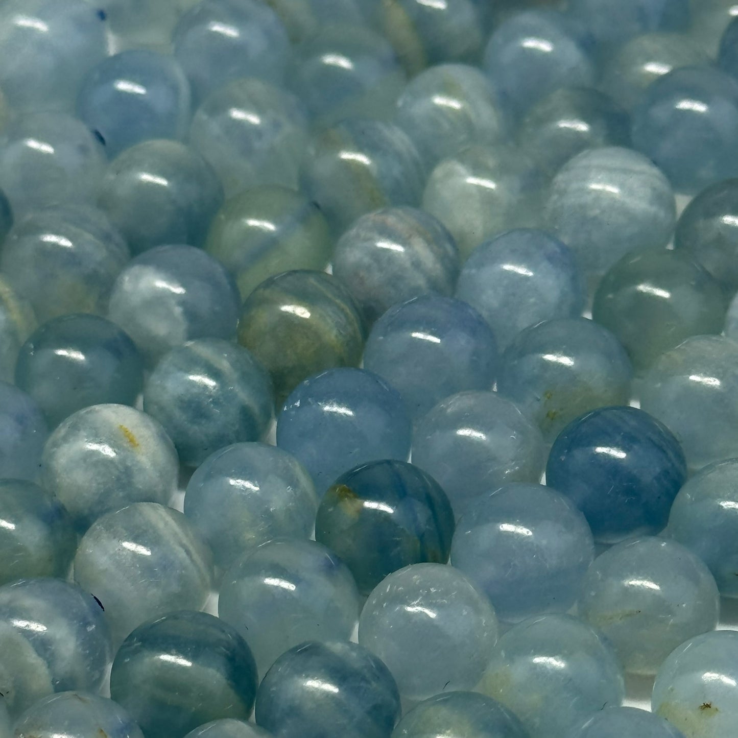 Natural Celestite Polished Round Beads