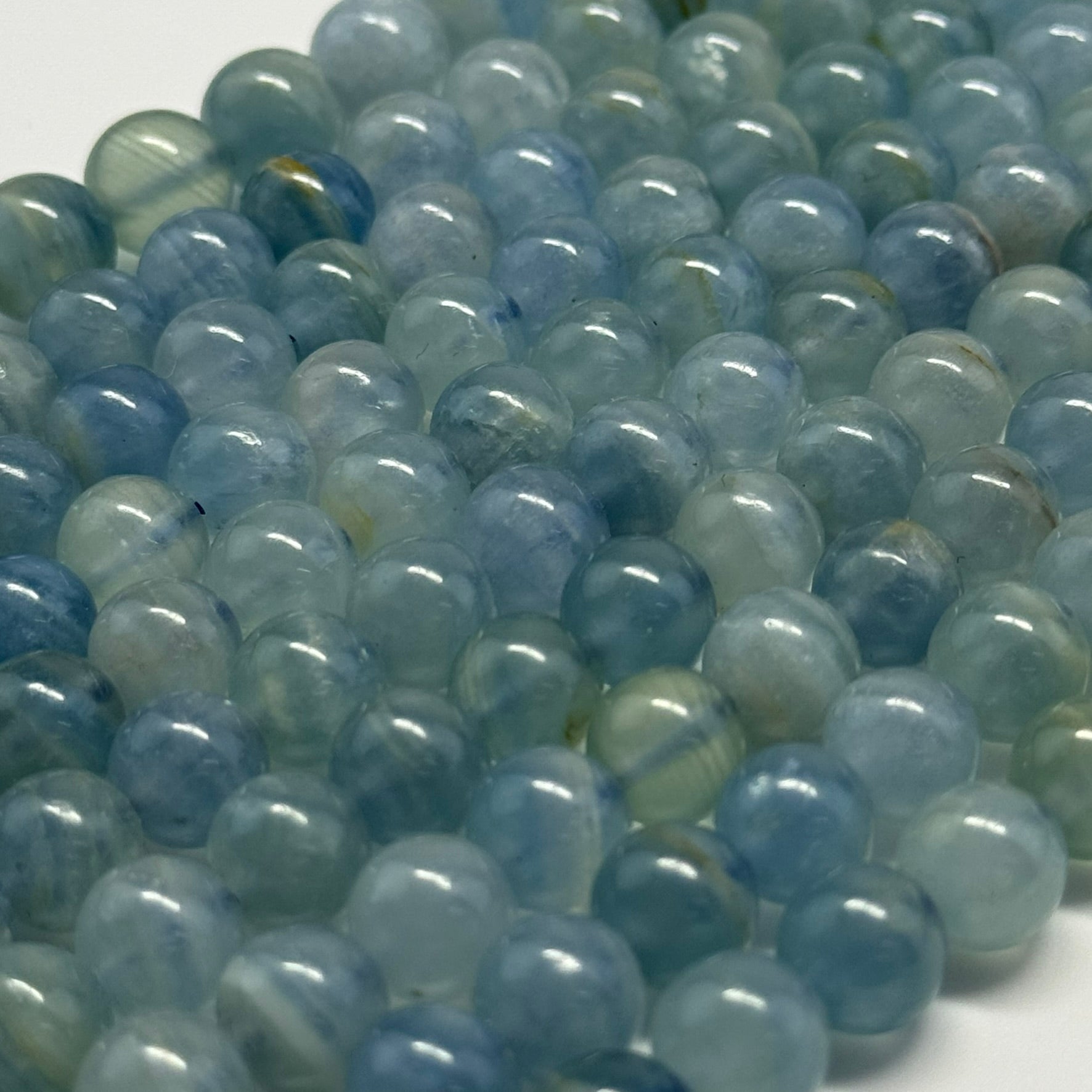 Natural Celestite Polished Round Beads