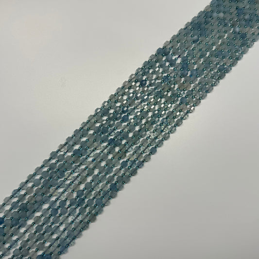 Aquamarine Dodecahedron Gemstone Beads - (AAA Quality)