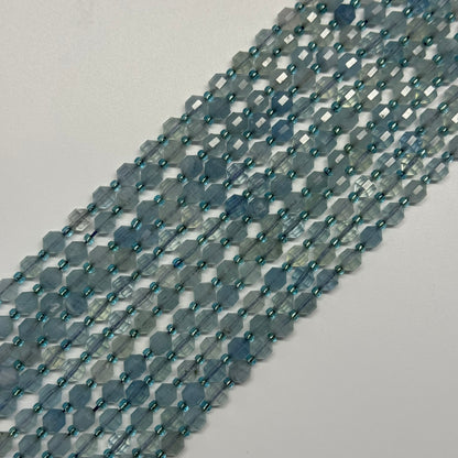 Aquamarine Dodecahedron Gemstone Beads - (AAA Quality)