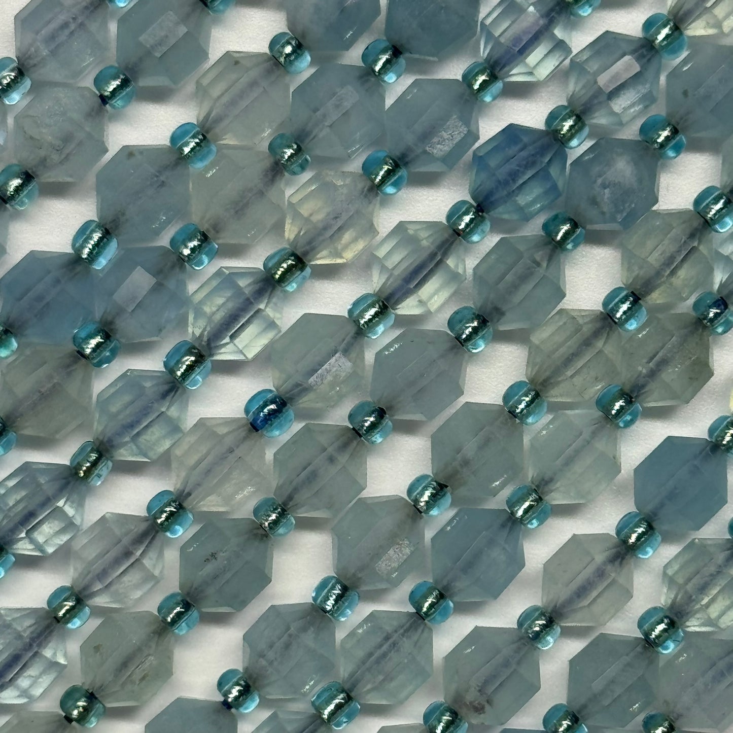 Aquamarine Dodecahedron Gemstone Beads - (AAA Quality)
