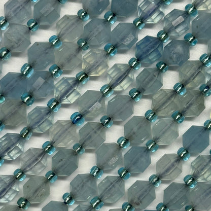 Aquamarine Dodecahedron Gemstone Beads - (AAA Quality)