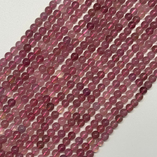 Red Rose Quartz Polished Round Gemstone Beads - (AAAA Quality)