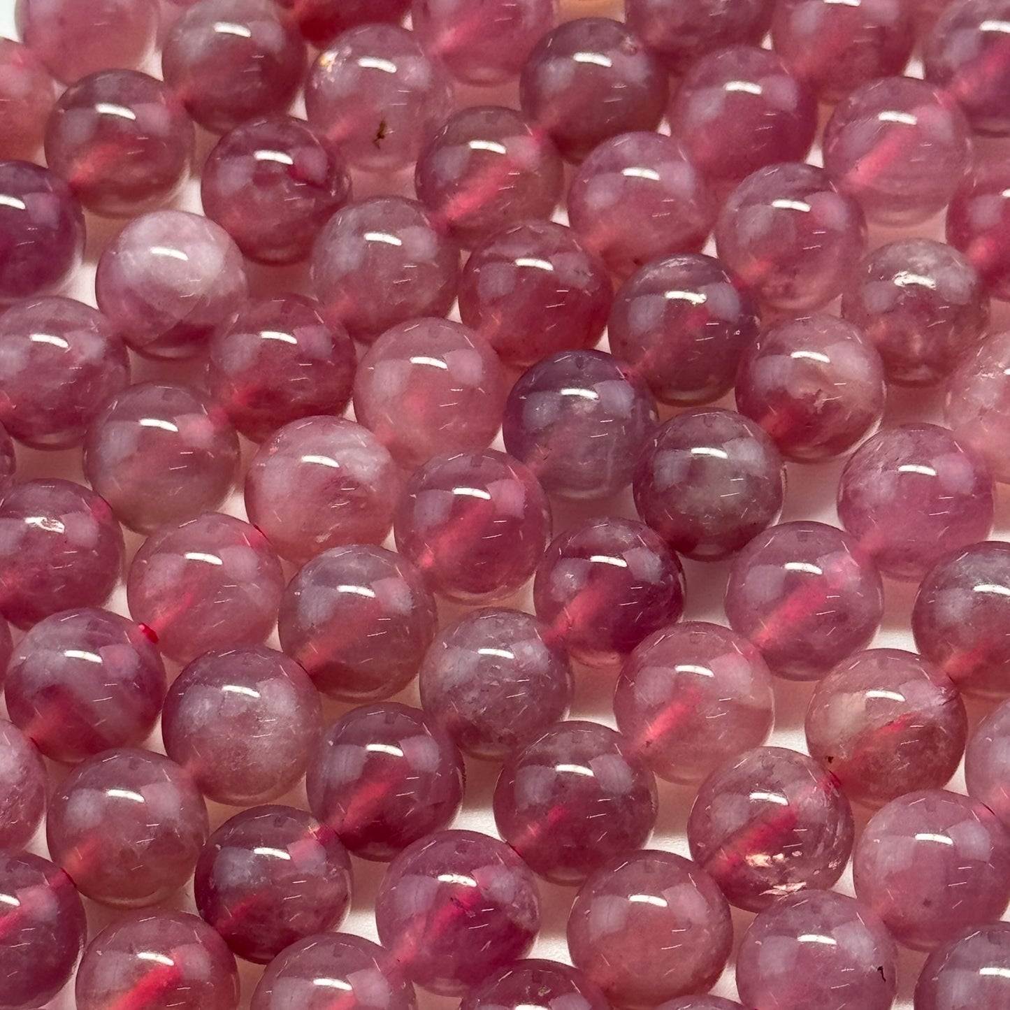 Red Rose Quartz Polished Round Gemstone Beads - (AAAA Quality)
