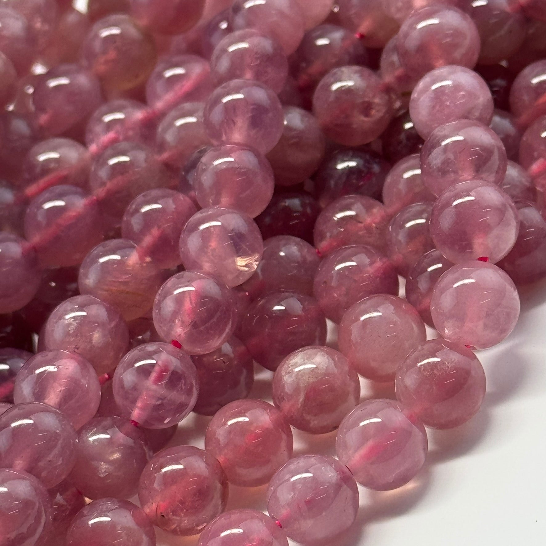 Red Rose Quartz Polished Round Gemstone Beads - (AAAA Quality)